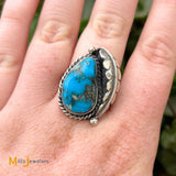 Sterling Silver 925 Vintage Blue Turquoise Ring Size 9.5