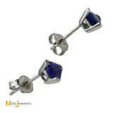 14K White Gold 0.88ctw Trilliant Cut Tanzanite Stud Earrings