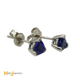 14K White Gold 0.88ctw Trilliant Cut Tanzanite Stud Earrings