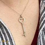 Tiffany & Co. 925 Sterling Silver Large Heart Key Pendant Necklace