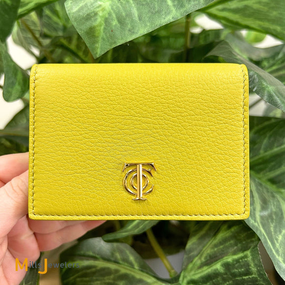 Tiffany & Co. Yellow Leather Flap Card Holder Wallet