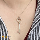 Tiffany & Co. 925 Sterling Silver Large Heart Key Pendant Necklace