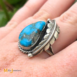 Sterling Silver 925 Vintage Blue Turquoise Ring Size 9.5