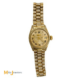 Vintage ROLEX Ladies 25mm 18K Yellow Gold 11ctw Diamond President Watch