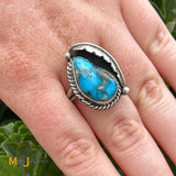 Sterling Silver 925 Vintage Blue Turquoise Ring Size 9.5