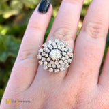 Vintage 14K White Gold 1.80ctw Round Brilliant Diamond Cluster Cocktail Ring Size 6.75