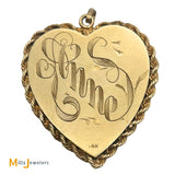 Vintage 14k Yellow Gold Diamond Large Heart Locket Pendant