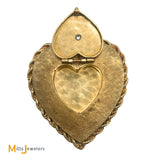 Vintage 14k Yellow Gold Diamond Large Heart Locket Pendant