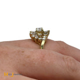 Vintage 14K Yellow Gold 1.49ctw Diamond 80's Style Cluster Ring Size 6.25