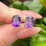 14K White Gold 1.92ctw Oval Cut Amethyst Stud Earrings