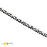 14K White Gold 3.28ctw Round Brilliant Diamond Bezel Bar Link Tennis Bracelet