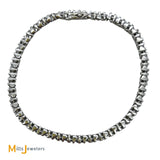 14K White Gold 3.28ctw Round Brilliant Diamond Bezel Bar Link Tennis Bracelet