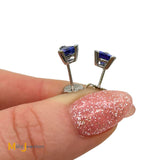 14K White Gold 0.88ctw Trilliant Cut Tanzanite Stud Earrings