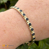 14K Yellow Gold Lucky 6.72ctw Blue Sapphire Bangle Bracelet