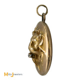 14K Yellow Gold 0.05ct Diamond Lion Head Locket Pendant