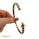 14K Yellow Gold Lucky 6.72ctw Blue Sapphire Bangle Bracelet