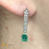 Two-Tone 2.06cts Colombian Emerald 0.36cts Diamonds Dangle Earrings