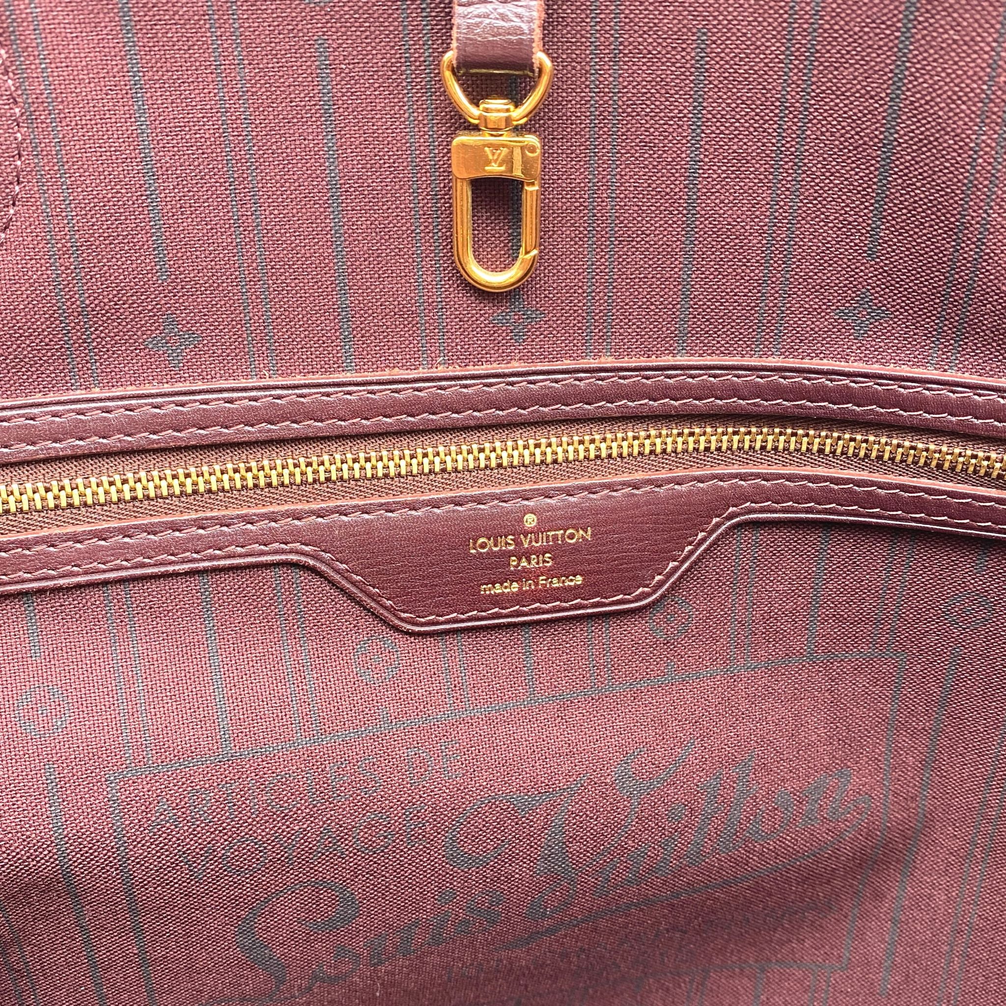 Louis Vuitton Bordeaux Monogram Mini Lin Idylle Neverfull MM Tote Bag