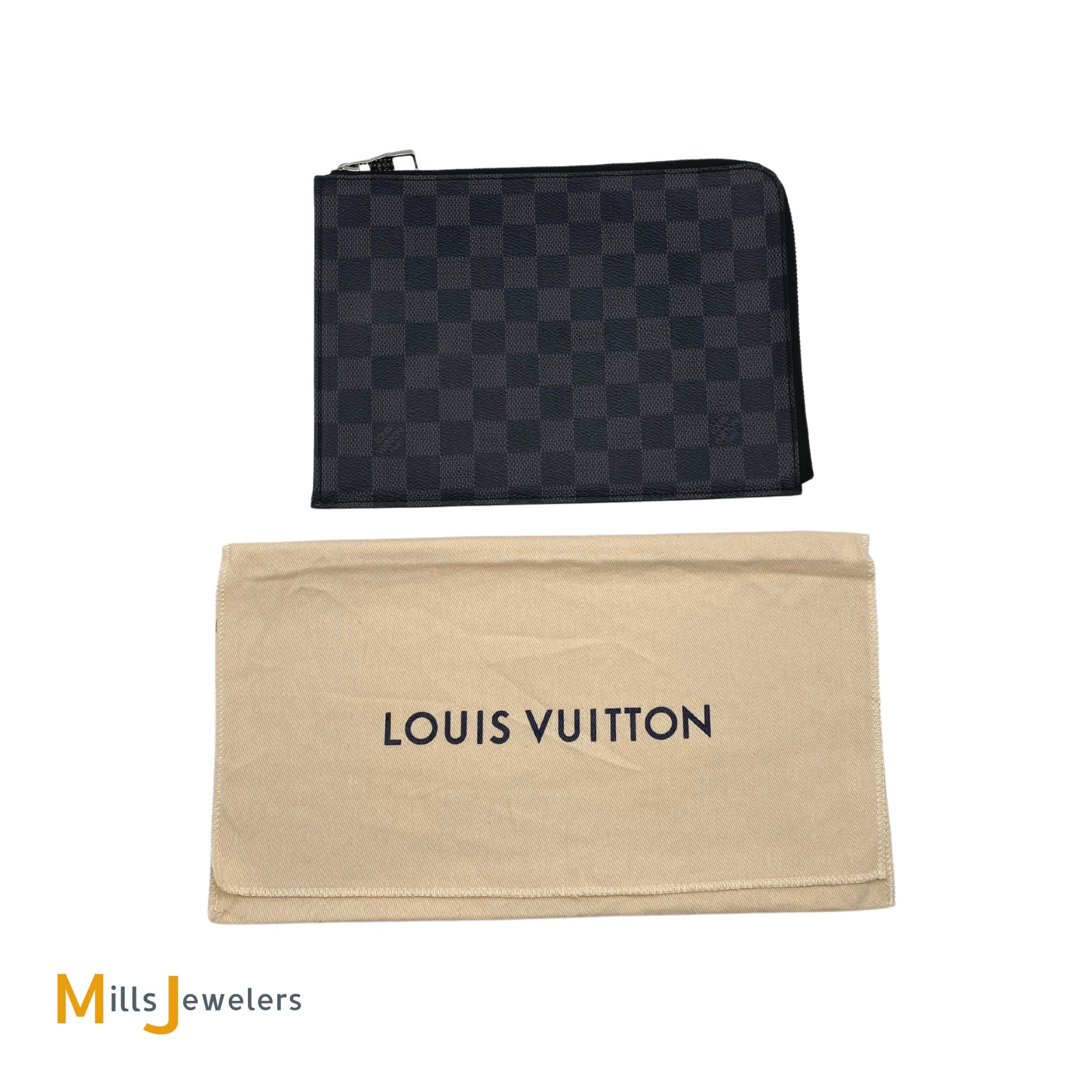 Louis Vuitton Medium Damier Graphite Pochette Alpha mm Envelope Pouch Clutch 1231lv9