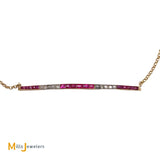 18K Yellow Gold Ruby Diamond Pendant on 14K Yellow Gold Chain Necklace